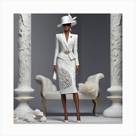 White Dress And Hat 3 Canvas Print