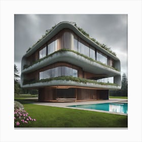 House With Green Roof 1 Canvas Print