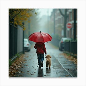 Asm A Kid Walking His Dog In The Rainy Day Holding Un 0748c955 Fdf8 44ee A94e 18d9f4bd43dc Canvas Print