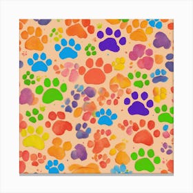 Dog And Cat Paws Pattern Canvas Print