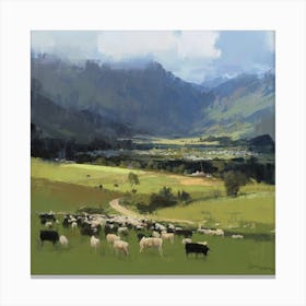 Herds In The Valley Canvas Print