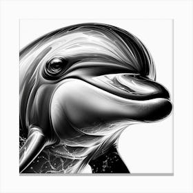 Dolphin In Black And White Canvas Print