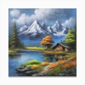 Cabin By The Lake Canvas Print