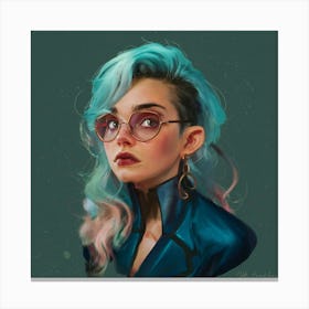 Blue Haired Girl Canvas Print