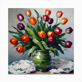Impressionist Style Tulips Canvas Print