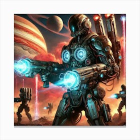 A Sci Fi Depiction Of Shocktrooper Exosuits Showca Canvas Print