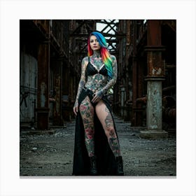 Aesthetic Ink: The Perfect Fusion of Beauty & Art Tattooed Woman Canvas Print