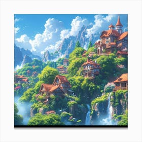 Village In The Mountains Canvas Print