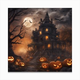 Haunted House to avoid during Halloween. Canvas Print