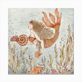 Mermaid and Shells Canvas Print