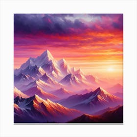 Sunset Over Mountains Canvas Print