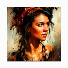 Portrait Of Beautiful Gypsy Woman 1 Canvas Print