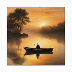 Man In A Boat Canvas Print