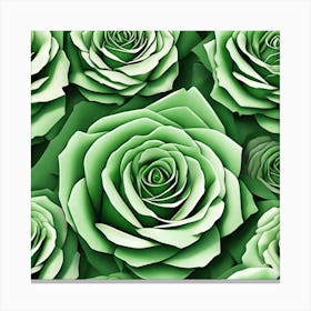 Green Roses Seamless Pattern Canvas Print