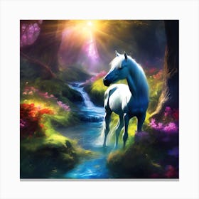 White Horse In the Morning Sun Canvas Print