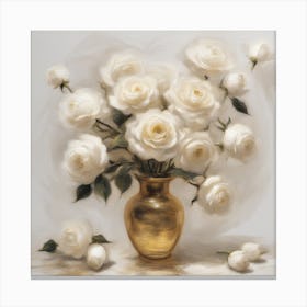 Van gough's White Roses In A Gold Vase Canvas Print