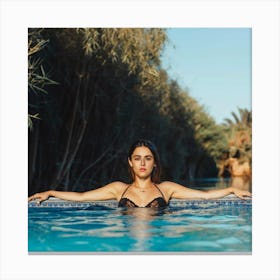 Peaceful Morocco Sexy Woman Swiming Pool Cach Ce Canvas Print