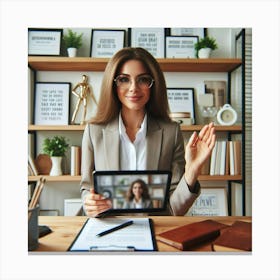 Businesswoman In Office Canvas Print