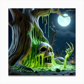 Halloween Skull Tree Canvas Print