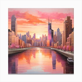 Sunset Chicago Canvas Print Canvas Print