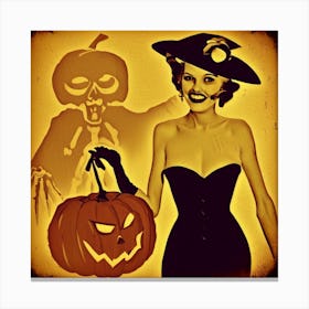 Happy To Be Here Halloween Retro Canvas Print