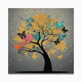 Tree With Butterflies Canvas Print