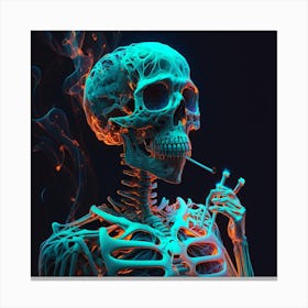 Skeleton Smoking Canvas Print
