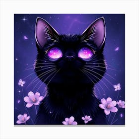 Black Cat With Purple Eyes 3 Canvas Print