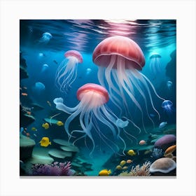 Jellyfish Underwater Canvas Print