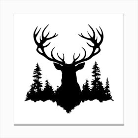 Deer Head Silhouette Canvas Print