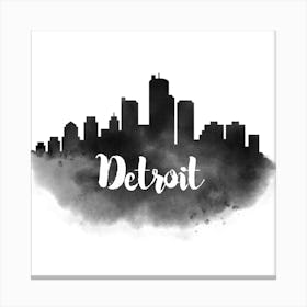 Watercolor Detroit Skyline Canvas Print