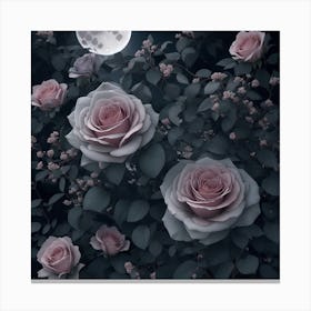 Roses In The Moonlight Canvas Print