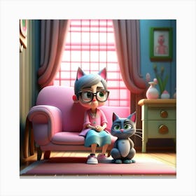 Cat And Cat Canvas Print