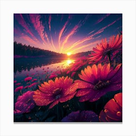 Sunset Flowers 2 Canvas Print