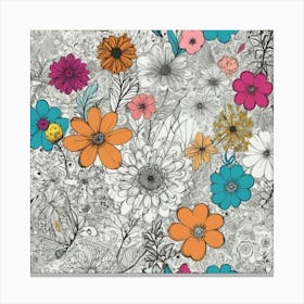 Flowers On A White Background 2 Canvas Print