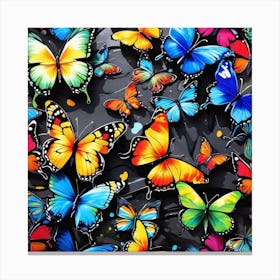 Many Colorful Butterflies 1 Canvas Print