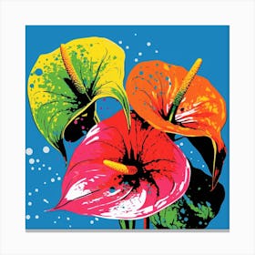 Andy Warhol Style Pop Art Flowers Flamingo Flower 2 Square Canvas Print
