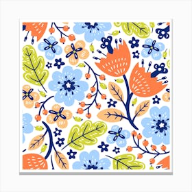 Minimalist Playful Floral Pattern Canvas Print