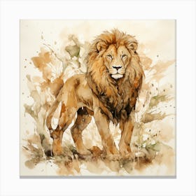 Lion Watercolor Painting Canvas Print