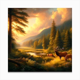 Elk In The Woods 1 Canvas Print