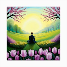 Meditation With Tulips Canvas Print