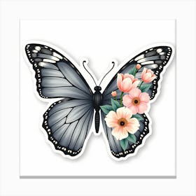 Butterfly With Flowers Canvas Print