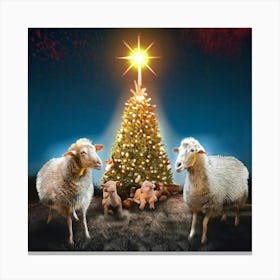 Firefly Sheep, Family, Meeting, Christmas, Candles, Christmas Tree, Baubles, Star, Festive, Holiday, (2) Canvas Print