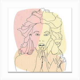 Pray And Love line art Woman'S Face Canvas Print