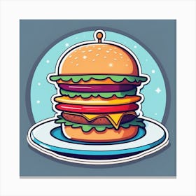 Hamburger On A Plate 142 Canvas Print