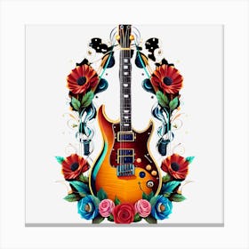 Electric Guitar With Flowers 1 Canvas Print