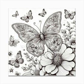 Line Art butterfly 7 Canvas Print