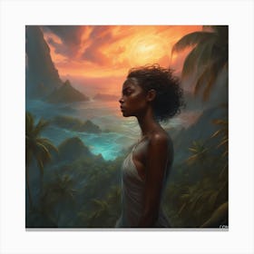 African Woman At Sunset Canvas Print