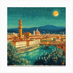 Night In Florence Art Canvas Print