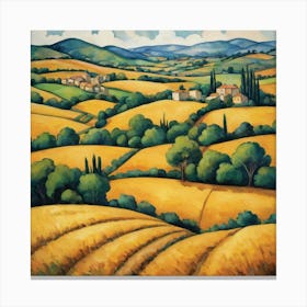 Fields Of Gold Painting Inspired By Paul Cezanne Art Print 1 Canvas Print